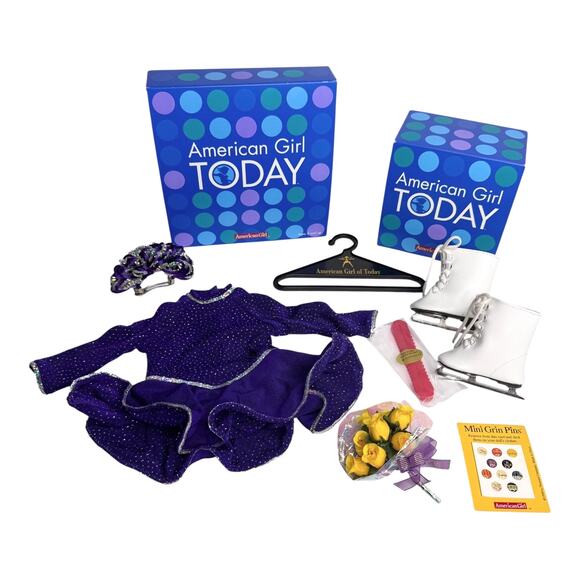 American Girl Pleasant Co Ice SKATING STAR OUTFIT & GEAR Skates Flowers Barrette - Picture 14 of 14